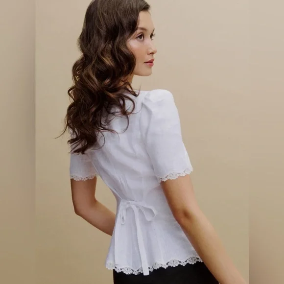 Reformation Anabella linen top in White Size 14 - Picture 5 of 7